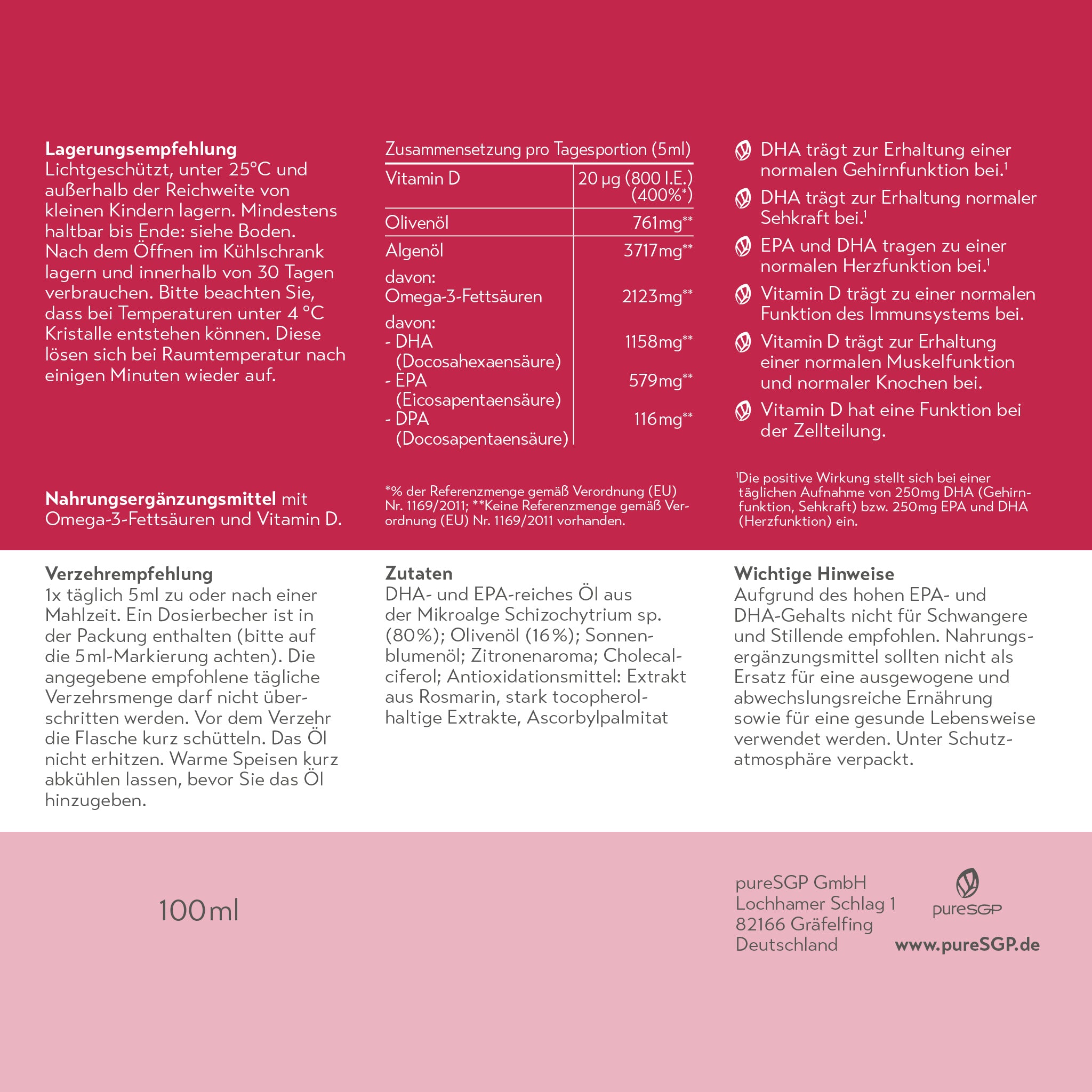 pureSGP OMEGA-3 ÖL FORTE